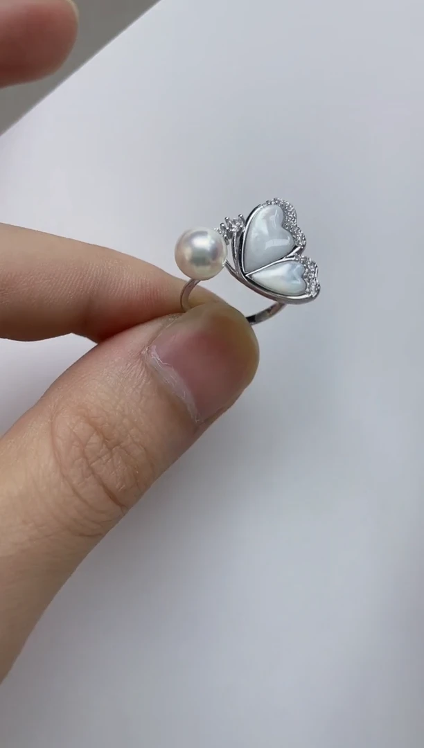 银S925镶嵌戒指海水珍珠