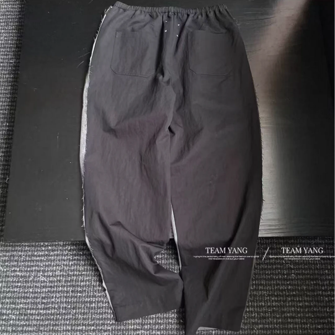 Team Yang-夏季新款设计款吉拉复古撞色拼接老钱风两面休闲裤4047