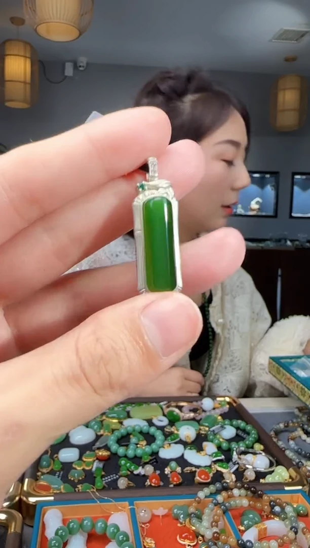 吊坠(不含链)银S925镶嵌和田玉4