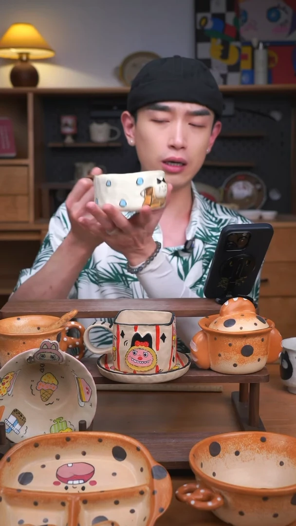 杯子景德镇可爱设计师款陶瓷（带把手）