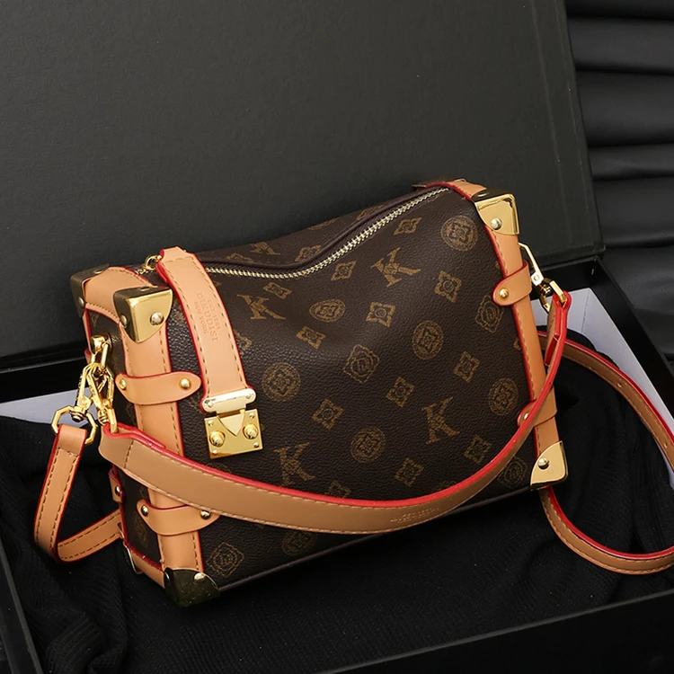 香港正品高级感小众女式老花复古软盒子包时尚轻奢单肩斜挎手提包