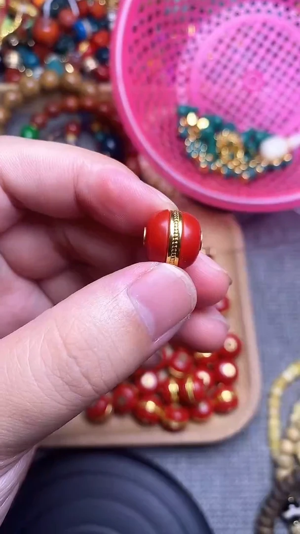 手工艺品琉璃红色汉堡卡12mm 单个发