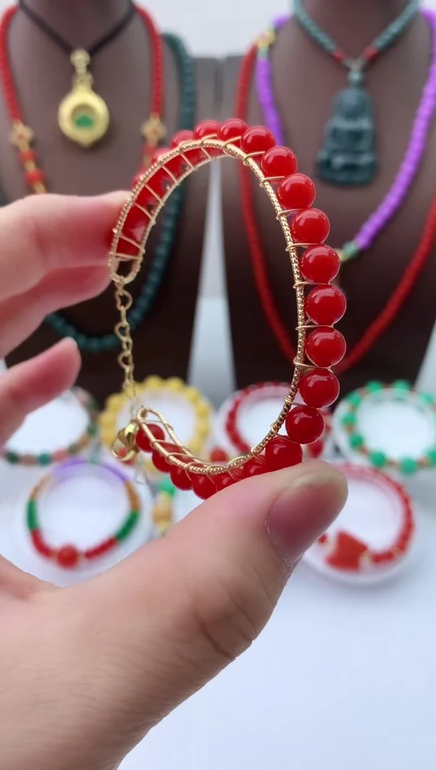 【闪购商品】翡翠手链14K金镶嵌S281手链