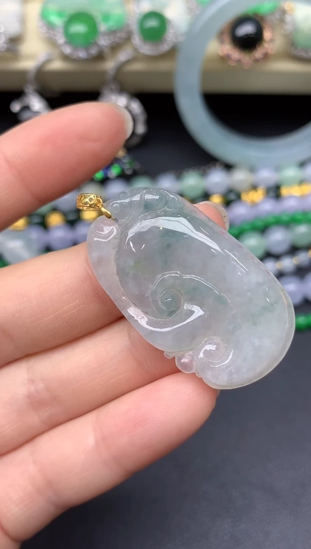颈饰18K金镶嵌翡翠86-雪姐翡翠天天见