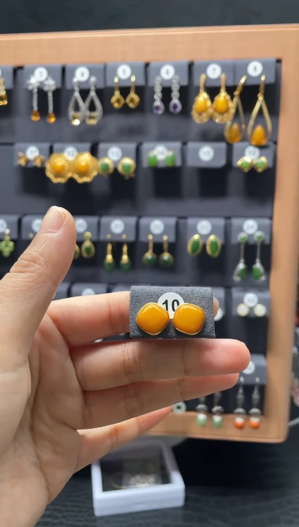 【闪购商品】蜜蜡耳饰银S925镶嵌0010