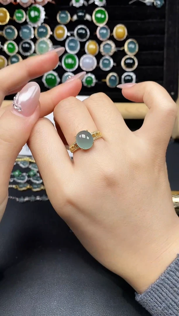 银S925镶嵌戒指翡翠111