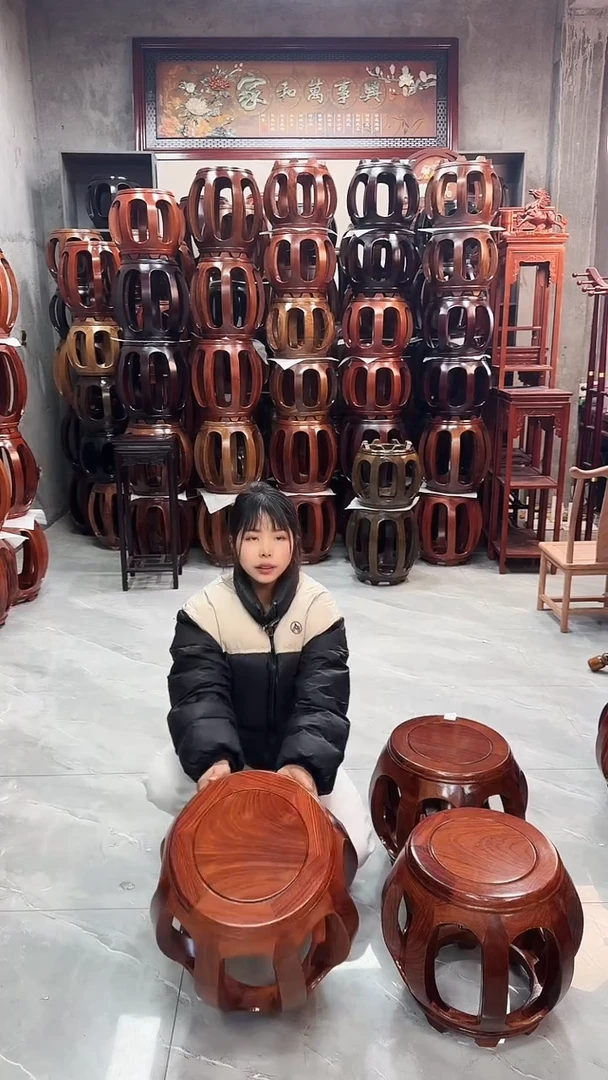 【闪购商品】花梨木类家具花梨木花梨色大号鼓凳4个