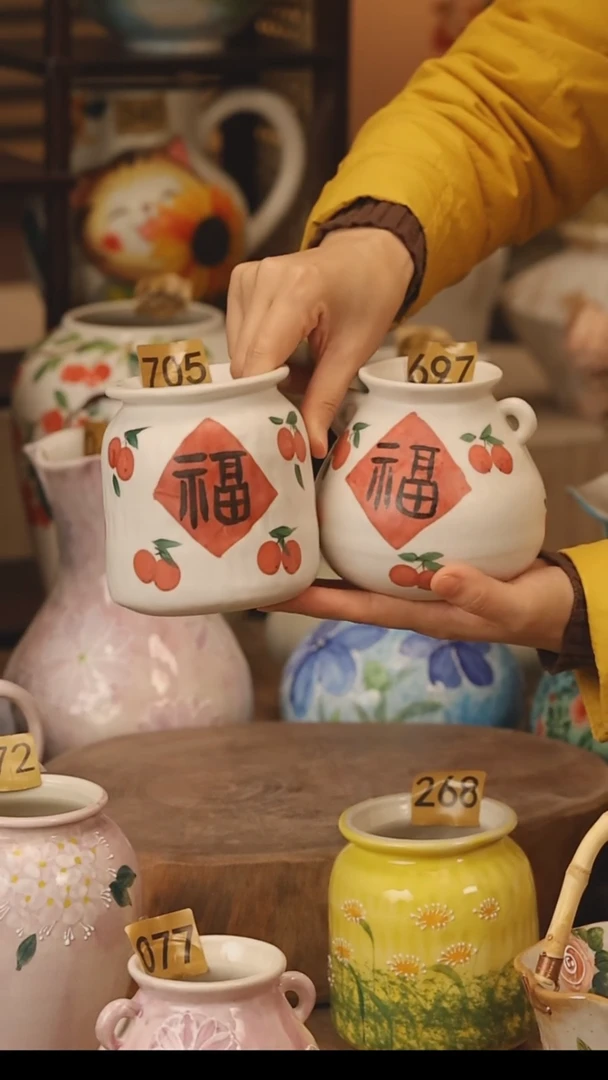 陶瓷陶瓷景德镇设计师手作花器摆件侘寂风@M697和705@2个