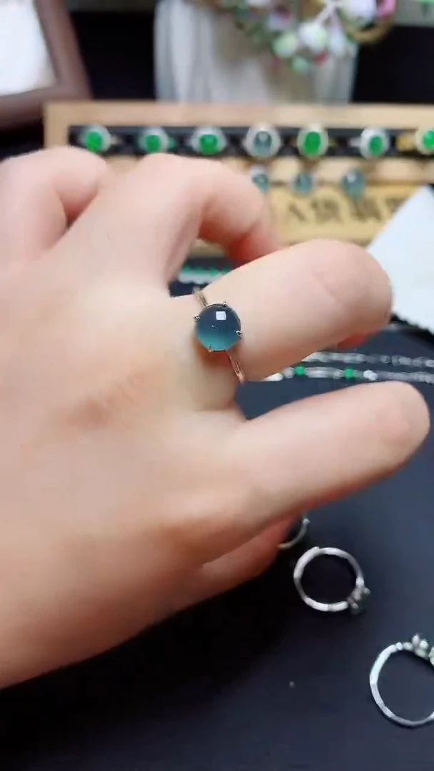 翡翠戒指银S925镶嵌  天然翡翠A货s925银镶