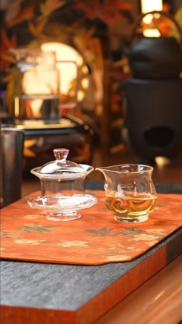 禾器禾荷盖碗浅粉+暗香疏影/海浪纹匀杯+核桃浮生杯+吸水茶巾一条