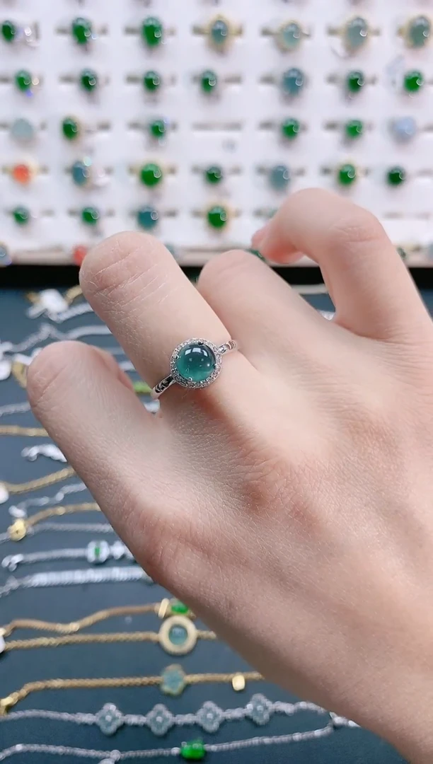 【闪购商品】翡翠戒指银S925镶嵌天然翡翠