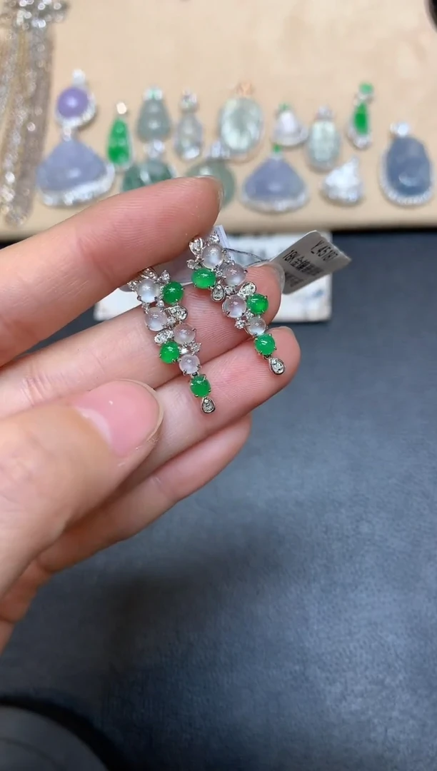 【闪购商品】翡翠耳饰18K金镶嵌【无服务费