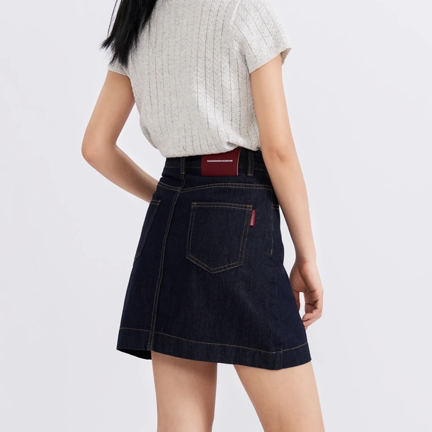 夏季新款大码显瘦牛仔高腰时尚百搭开叉A字大码显瘦牛仔A字半身裙