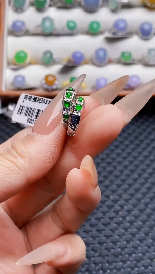 银S925镶嵌戒指翡翠2076