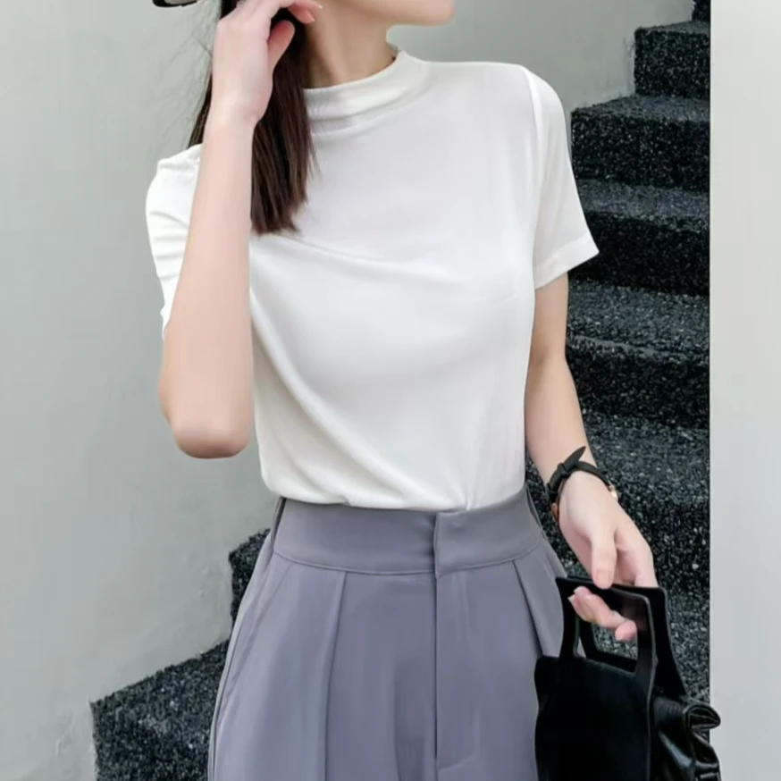 涵玖玥【三醋酸】立领半袖设计款上衣95-168-2