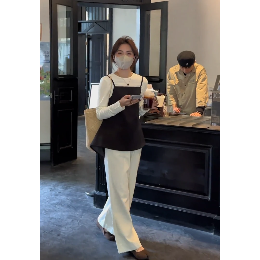 韩系气质高级感小众打底这衫吊带女春季新款穿搭休闲裤子