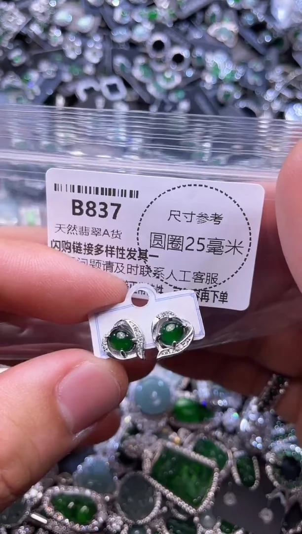 翡翠未镶嵌颈饰B837耳钉
