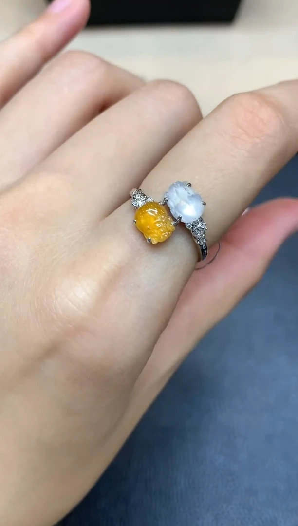 18K金镶嵌戒指翡翠貔貅【无服务费