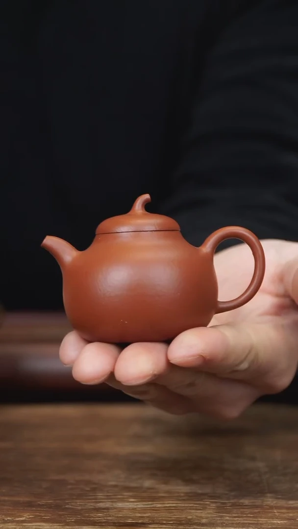 茶壶紫砂80ml 小茄瓜 朱泥