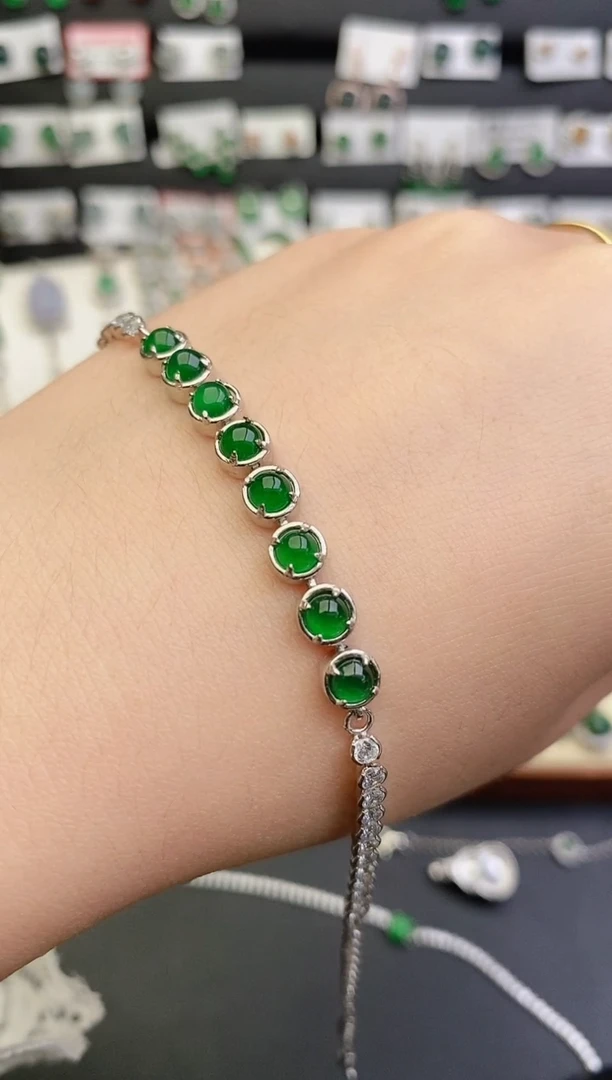 银S925镶嵌手链翡翠0