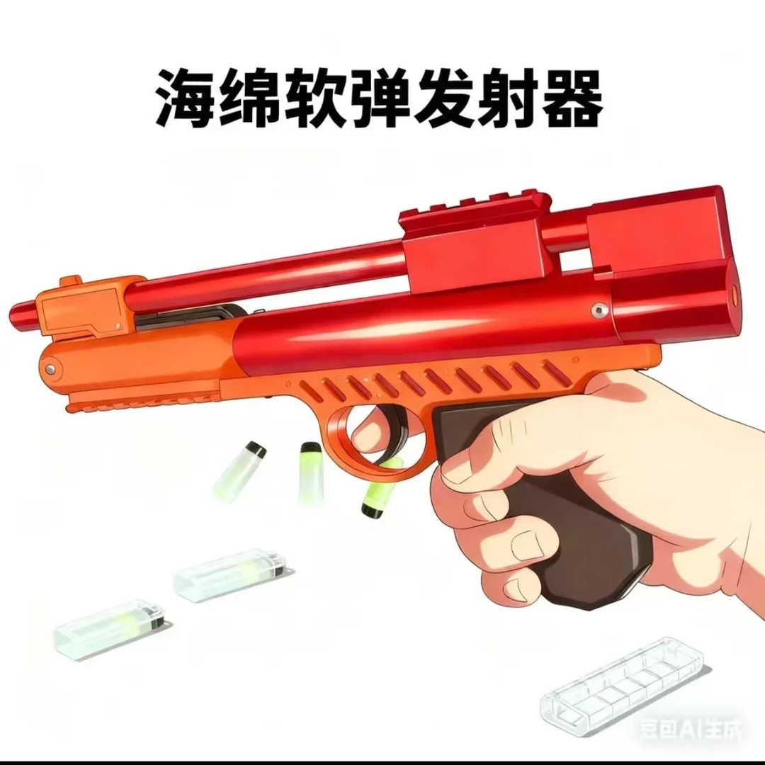 手工气压式海绵软弹发射器精准打靶训练适合户外玩耍解压qj1