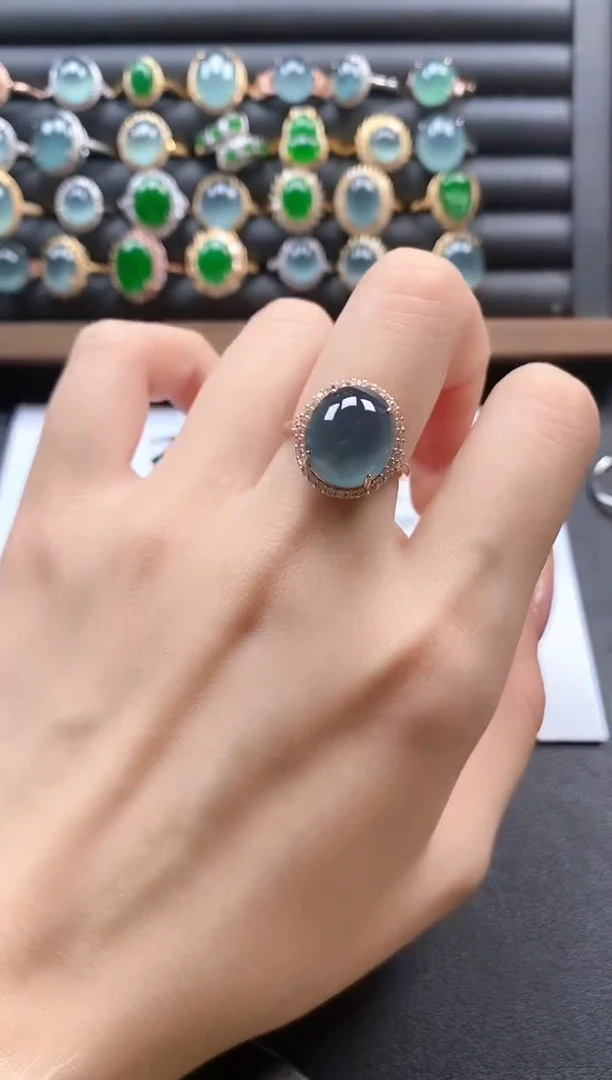 银S925镶嵌戒指翡翠51511