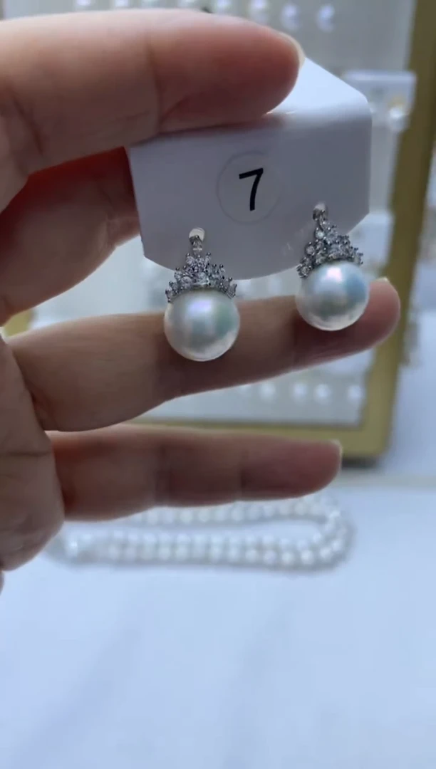 银S925镶嵌耳饰淡水珍珠7