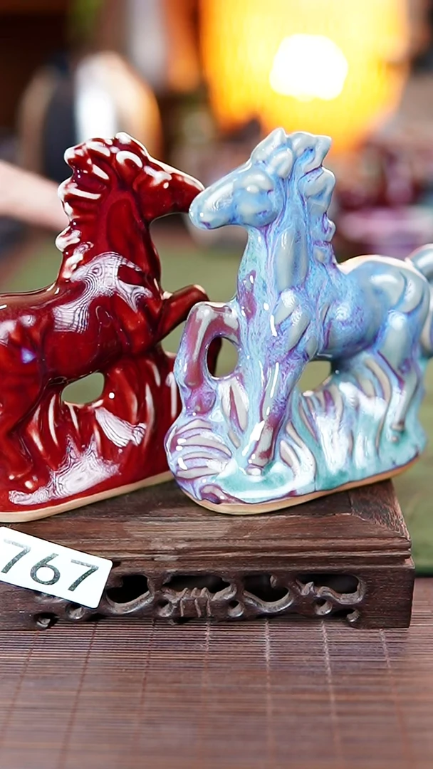 767万马奔腾 钧瓷摆件 一对