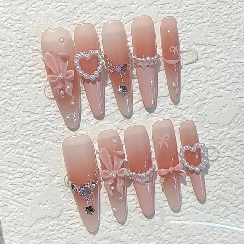 【兔兔耳朵2.0版】可爱纯欲美甲立体纯手工穿戴甲高品锆石钻新款