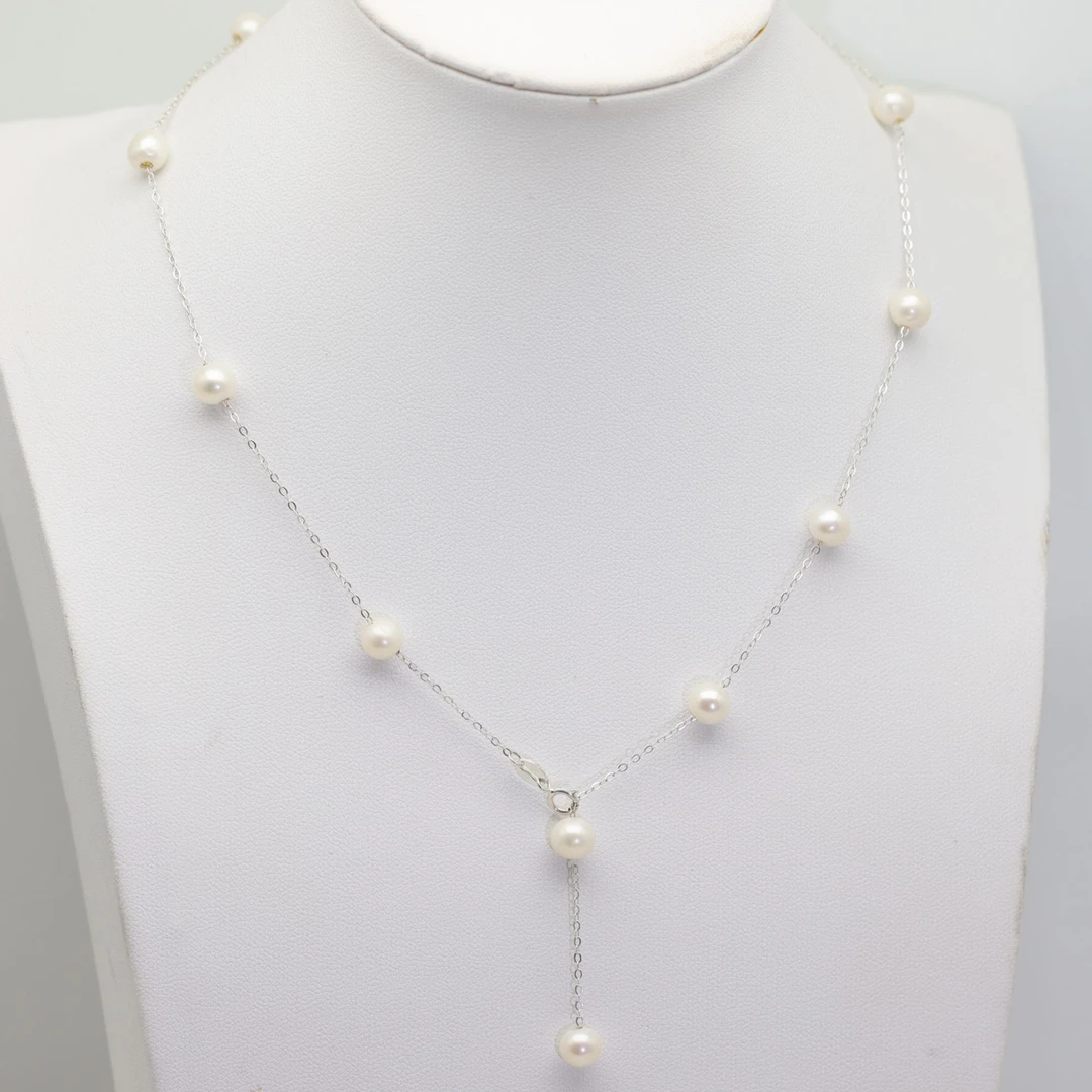 392  L满天星白色珍珠项链