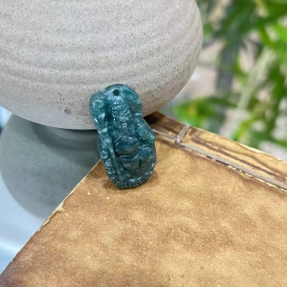 翡翠关公吊坠 穿绳多样性发货-905171