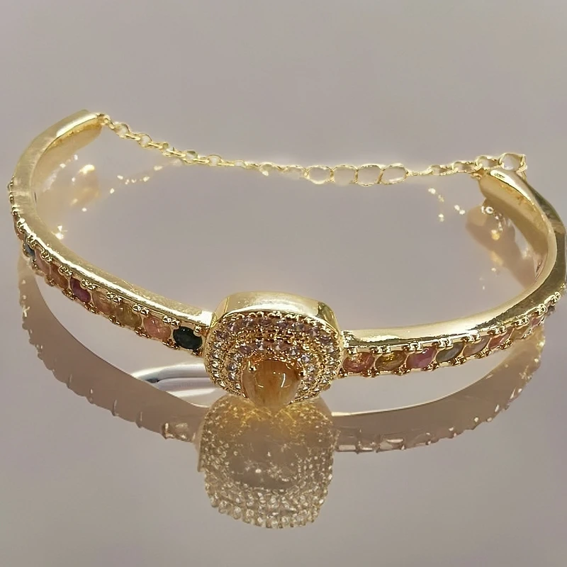 （库存处理）--高定珠宝碧玺镶嵌设计款手镯C1391气质百搭时尚简约