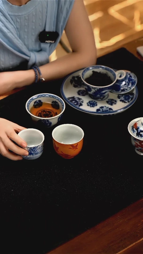 山*团窑矾红落霞孤鹜杯