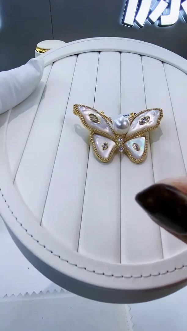 未镶嵌胸饰海水珍珠Y海水澳白胸针9-10