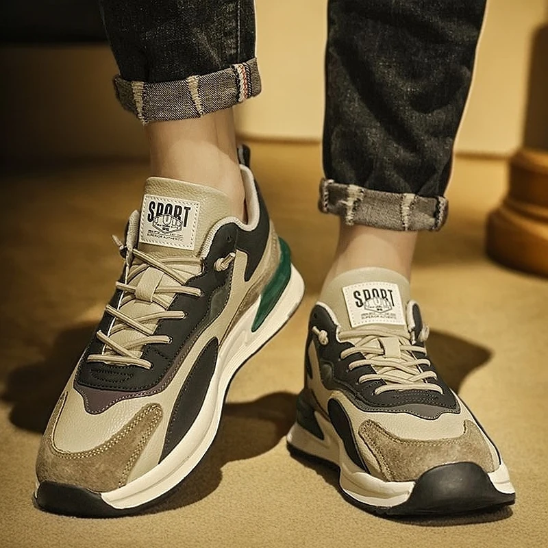 【啄木鸟】男鞋春秋2025新款复古男士休闲跑步运动鞋百搭老爹潮鞋子