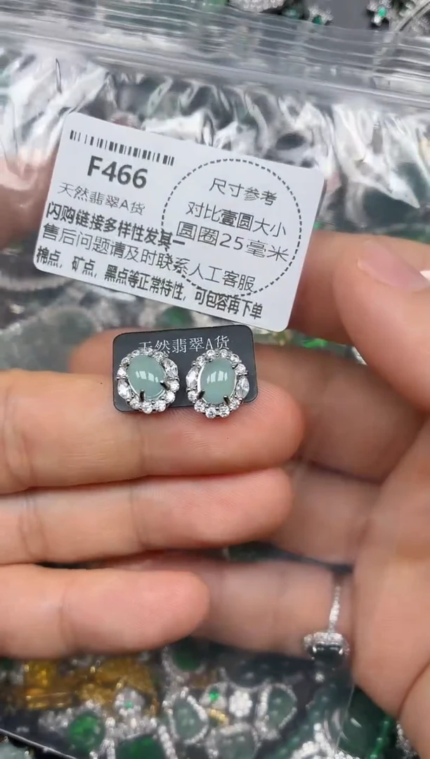 颈饰未镶嵌翡翠F466耳钉