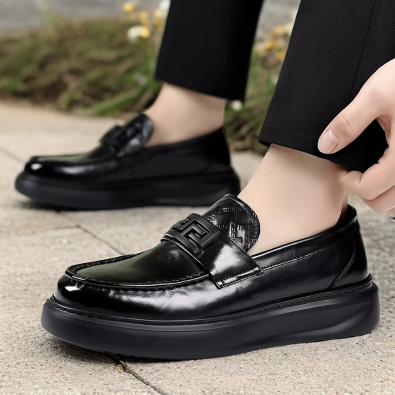 VANCAMEL/西域骆驼厚底乐福鞋男士一脚蹬时尚休闲皮鞋商务工作鞋