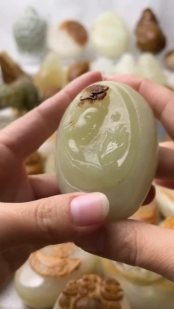 石材古青石棉纹正常不退换观音微瑕