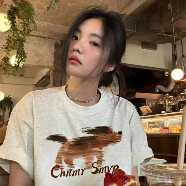 美式高街重磅纯棉正肩短袖T恤男女夏oversize宽松设计感小众潮牌