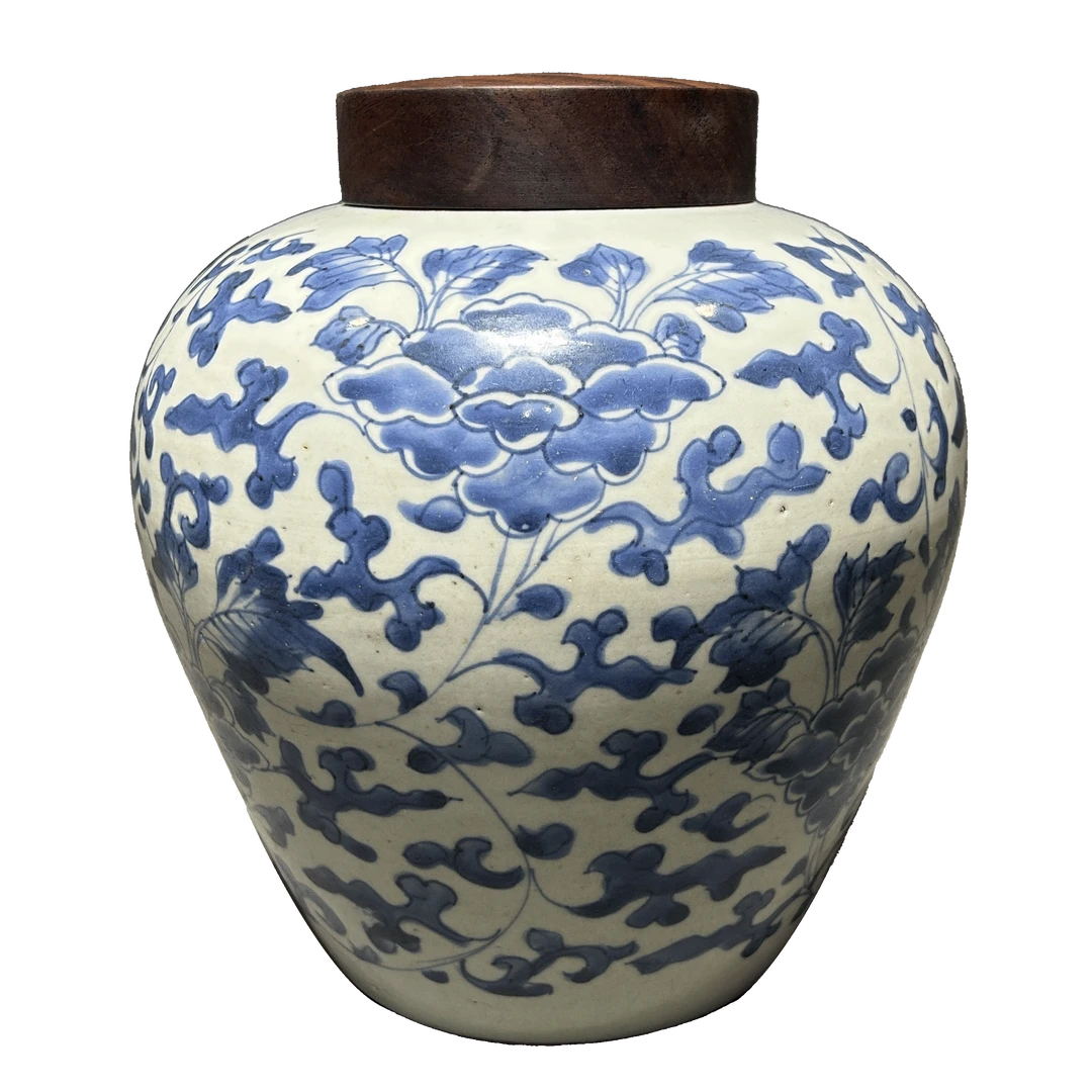 25350178g青花花卉纹罐