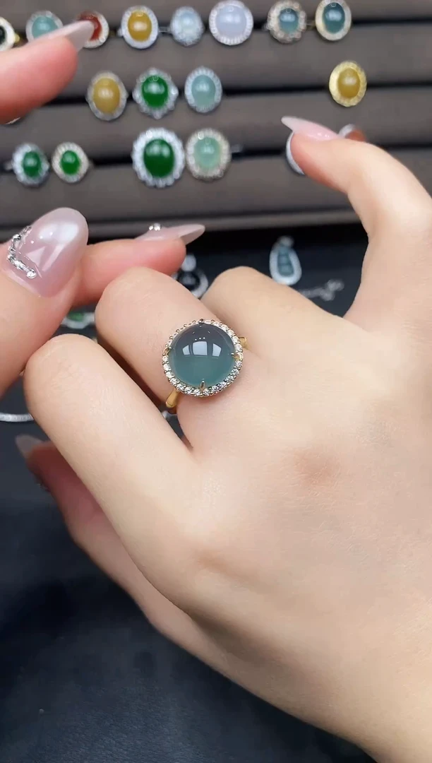 银S925镶嵌戒指翡翠278637