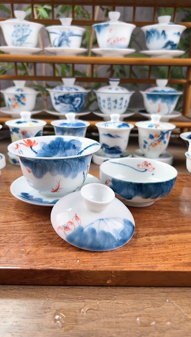 【闪购商品】全品180CC带内绘线条莲加普洱杯