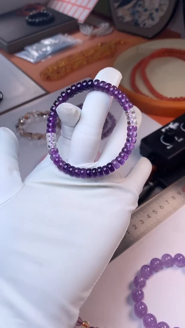 水晶手串未镶嵌紫水晶渐变单圈手串