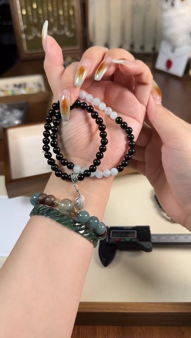 未镶嵌黑曜岩手链K29 手链多样性发一