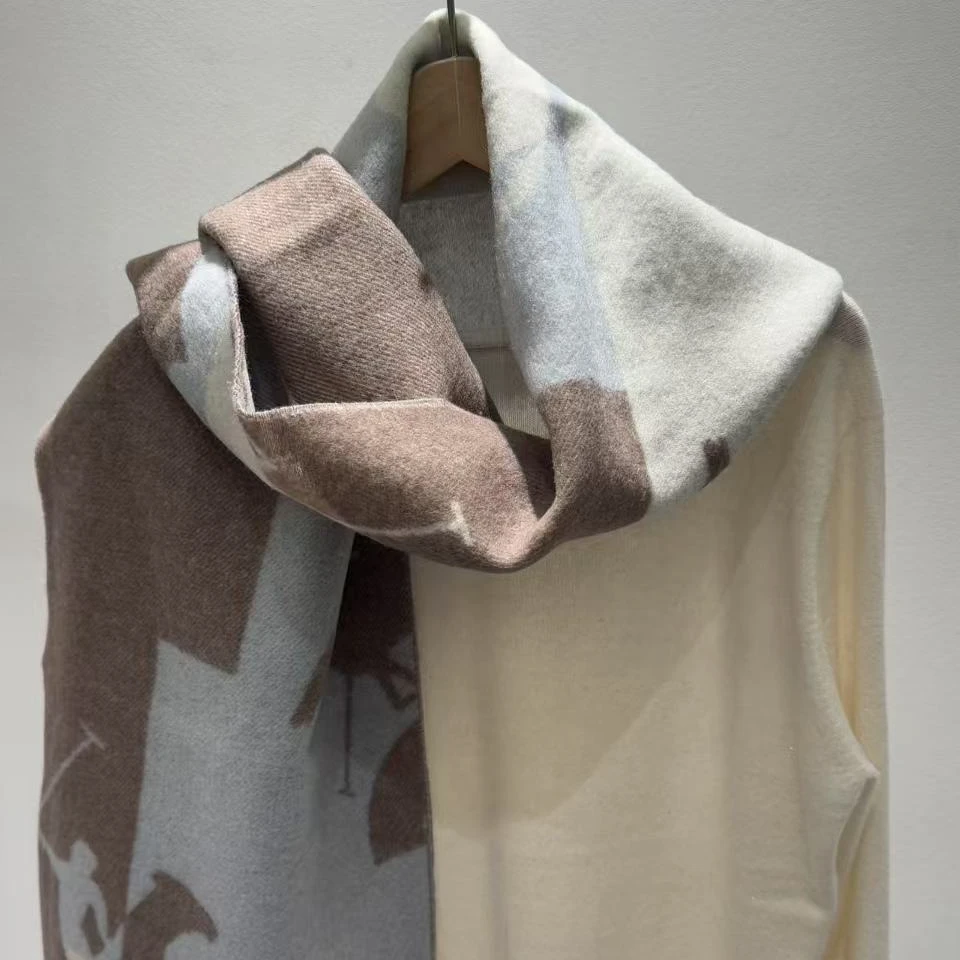 （蓝色马术）窄款羊毛30*170左右围巾