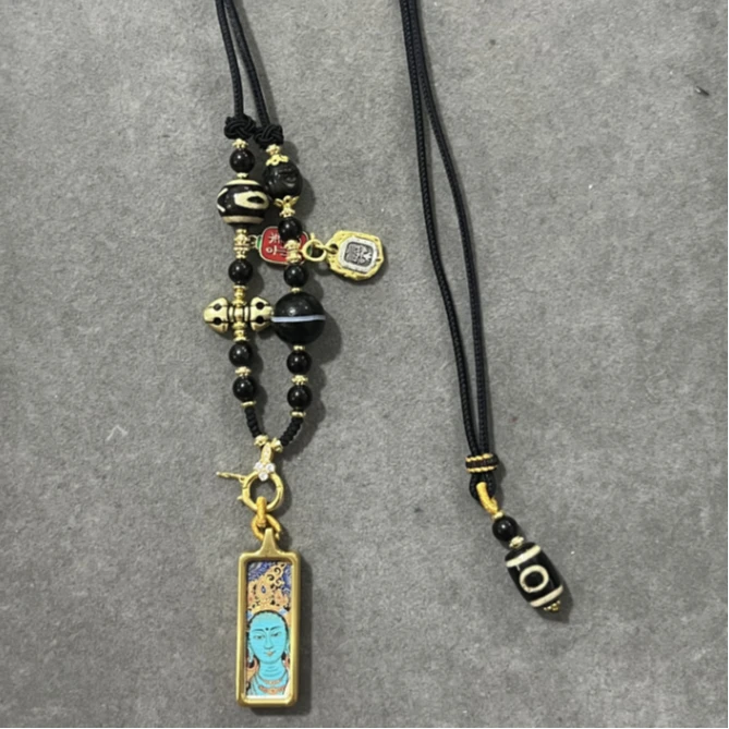 合金布艺项链 【卓美】绿度母方牌DIY项链/条W18FL-3053-3