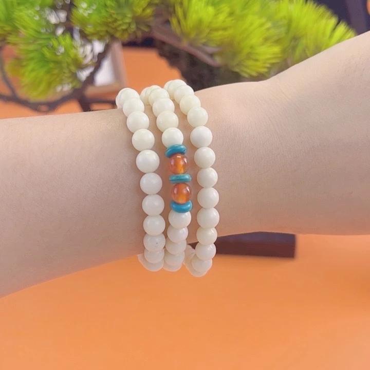 陕西蓝田玉三绕手串时尚百搭款天然活玉女款单圈手链