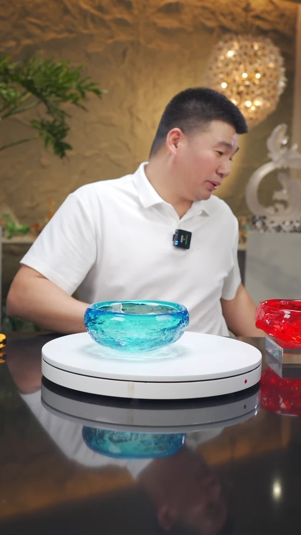 琉璃手工艺品福利天空蓝水波纹果碗