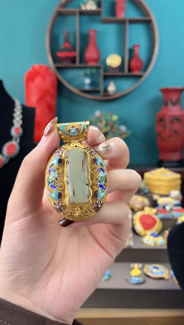 非遗手工花丝镶嵌吊坠