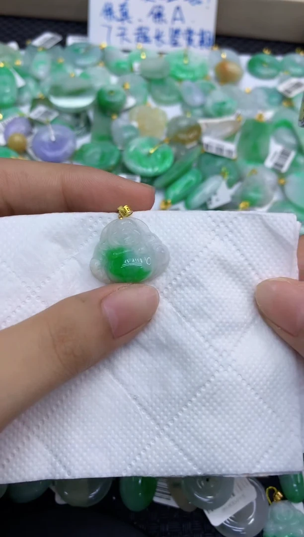 颈饰18K金镶嵌翡翠天然缅甸A货翡翠